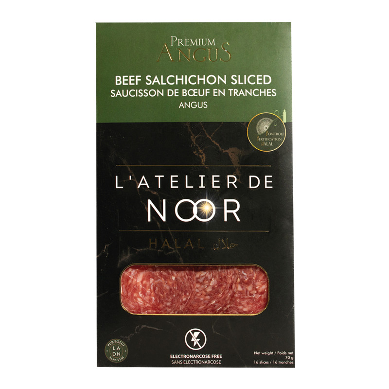 Halal Black Angus Sliced Sausage l'atelier de noor Halal Black Angus Sliced Sausage l'atelier de noor