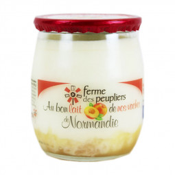 Peach yoghurt, product by la Ferme du Peuplier in Normandy.