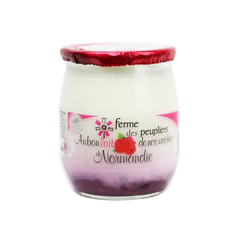 Raspberry Yoghurt, product by la Ferme du Peuplier in Normandy.